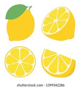 Fresh lemon fruits, flat vector illustration concept image icon