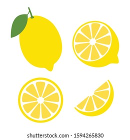 Fresh lemon fruits, Lemon icon vector illustration set