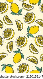Fresh lemon Fruits seamless pattern