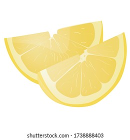 Fresh lemon fruits. Lemon vector illustration. Sliced on pieces lemons. Lemon logo or icon.