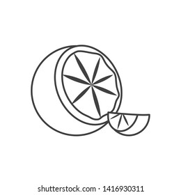 fresh lemon with half fruit isolated icon
