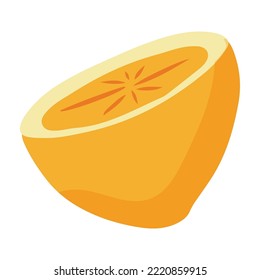 Fresh lemon half pieces isolated on white background. Cartoon vector illustration