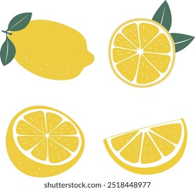 Media rodaja de limón fresco. Fruta de limón en rodajas. Icono de limón, Ilustración vectorial sobre fondo blanco.