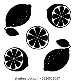 Fresh lemon illustration set of vector, With a various shapes