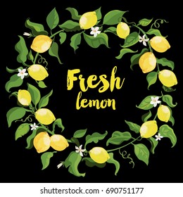 Fresh lemon invitation, vector background 