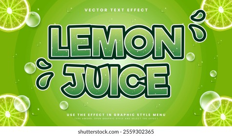Fresh Lemon juice 3d editable text effect Template