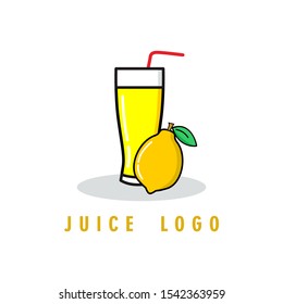 
fresh lemon juice logo in a glass illustration 