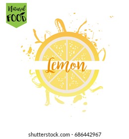 Fresh lemon juice logo in vector
