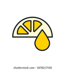 Fresh lemon juice, orange juice icon. Linear color icon, contour shape outline. Thin line. Modern minimalistic design. Vector illustrations of fruits