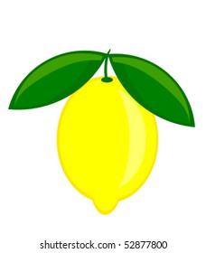 Fresh lemon with leaves. Vector illustration