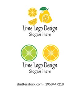 fresh lemon lime logo vector template icon