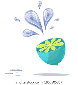 Fresh lemon or lime with water drops isolated on a white background. Fresh fruit for food illustrations. Vector illustration.