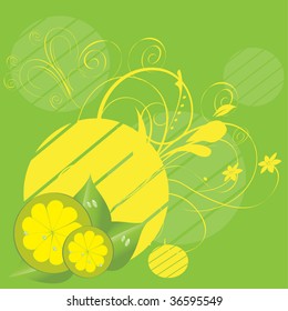 Fresh lemon on abstract background