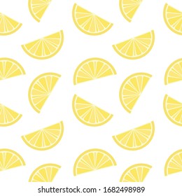 Fresh lemon on white background. Seamless pattern. Vector Illustration.