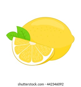 Fresh lemon on white background