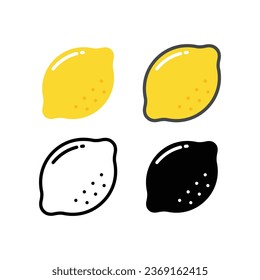 Fresh lemon organic fruit simple design on summer season for healthy lifestyle. Juicy Lime or Lemon vegan food for vegetarian, icon. Vector illustration. Design on white background EPS 10