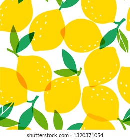 Fresh lemon pattern, seamless pattern on white background 