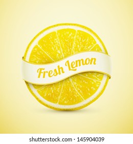 fresh lemon with ribbon eps10 vector illustration