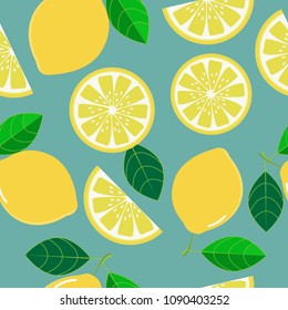 Fresh lemon seamless pattern background vector illustration for design