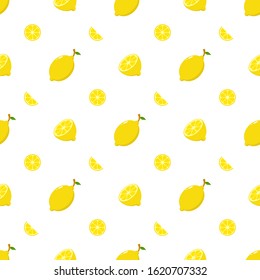 Fresh Lemon Seamless Pattern Background. Slice of Lemon Seamless Pattern - Nature