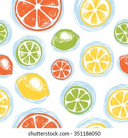 Fresh lemon seamless pattern. Citrus background. Vector illustration