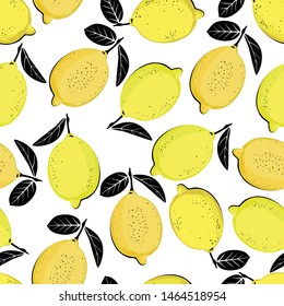 Fresh lemon seamless pattern. Modern and trendy mix of colors. 