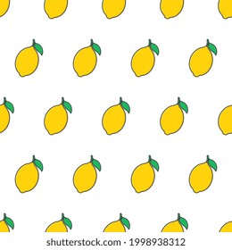 Frische Zitronenmuster ohne Nahtlose auf weißem Hintergrund. Lemon Fruit Vector Illustration