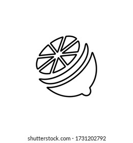 Fresh lemon slice icon. Citrus fruit sign.