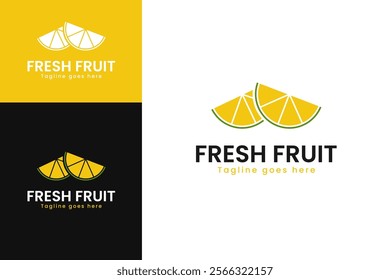 Fresh lemon slice logo design for drink template vector illustration