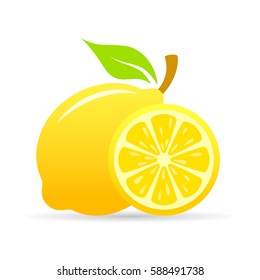 Fresh lemon slice vector eps icon isolated on white background