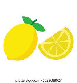 Fresh Lemon and Slice Vector Illustration.