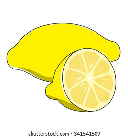 Fresh lemon and a slice of lemon. Vector illustration