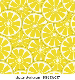 Fresh lemon slices seamless pattern background vector illustration for design