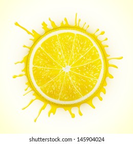 fresh lemon with splash eps10 vector illustration