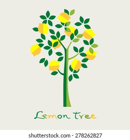 Fresh lemon. Lemon tree isolated. Vector illustration.