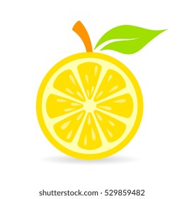 Fresh lemon vector icon illustration isolated on white background. Lemon slice icon. Lemon cut eps vector icon.