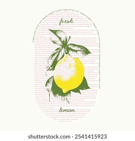 Fresh Lemon vintage retro impresión de verano, es una impresión de la fruta, jugo fresco sabroso orgánico, moda de la comida para la camiseta sudor de los hombres, los niños de las mujeres, muchachos de los niños, impresión