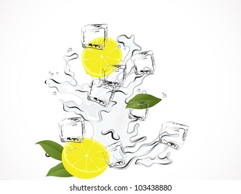 Fresh lemon water with ice cubes
