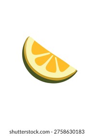 fresh lemon wedge close up on white backdrop