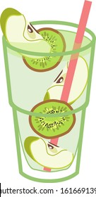 Fresh lemonade with apple and kiwi