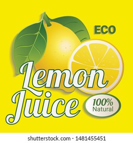 Fresh lemonade banner with lemon, splash, fruit slice, ice cubes and drops on gradient yellow background for brand, logo, template, label,emblem and store,packaging, packing and advertising.