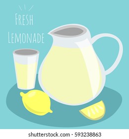 Fresh lemonade. Blue background