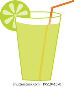 Fresh lemonade cocktail drink illustration isolated on white background