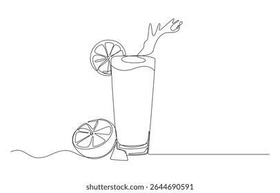 Fresh Limonada continua línea de dibujo de arte