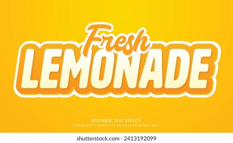 fresh lemonade editable 3d text effect template bold typography and abstract style drinks logo and brand