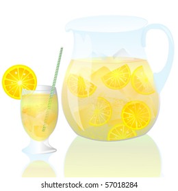 Fresh lemonade with glass