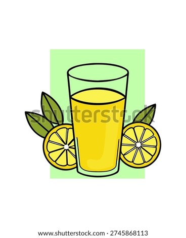 Fresh Lemonade Glass with Ice Cubes, Mint, and Lemon Slices Vector Illustration