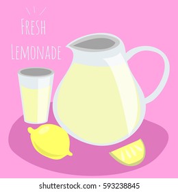 Fresh lemonade. Pink background