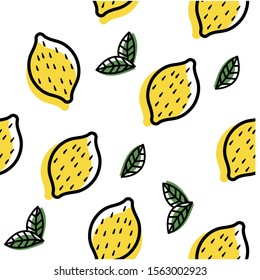 Fresh lemons background. Decorative illustration, good for printing. Vector bright print for fabric or wallpaper.
