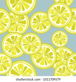 Fresh lemons background. Hand drawn overlapping backdrop. Colorful wallpaper vector. Seamless pattern with fresh fruits collection. Decorative illustration, good for printing